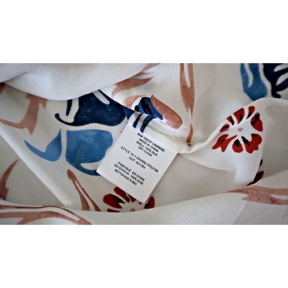 Joie Women's Sz Small White Kanela Mixed Print Tie Neck Silk Blouse Top $298 - Picture 6 of 8